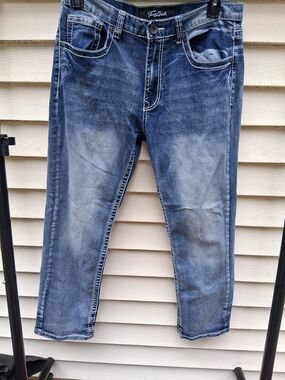 True Luck Men's Cotton Blend Straight Leg Jeans, Size 34X30